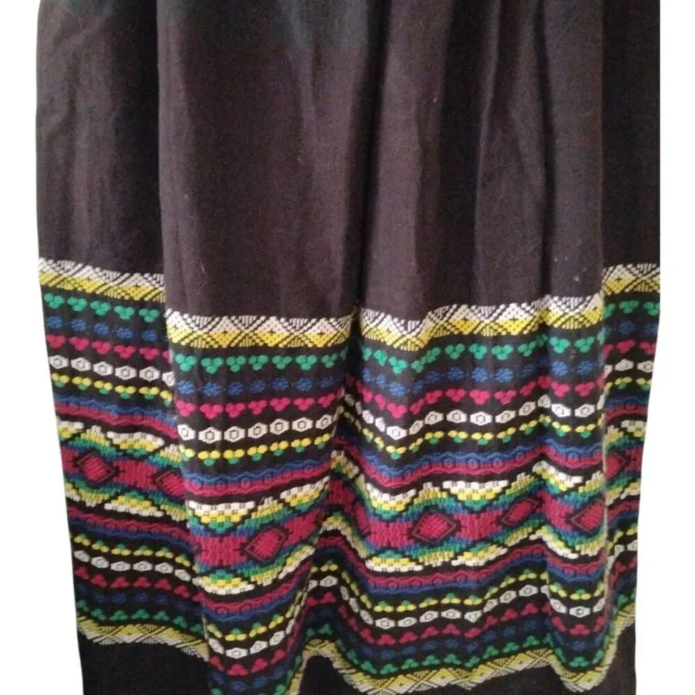 Vintage Pelux Guatemalan Multicolor Boho Folk Maxi Skirt Size‎ 24